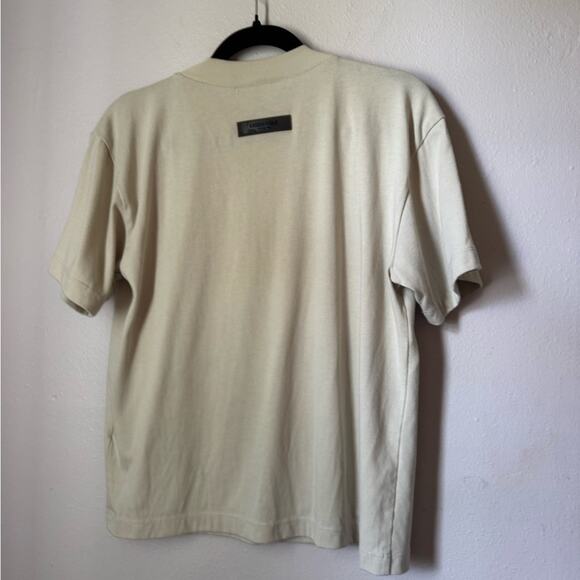 Size M Essentials Fear of God Crop Heavy Jersey Crewneck Beige T-Shirt Women - Picture 7 of 7